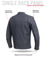 Rowdy Men's Thunder Denim Motorcycle Jacket - First Manufacturing Company - Flyclothing LLC