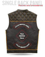 Finish Line - Gold Checker - Men's Motorcycle Leather Vest - First Manufacturing Company - Flyclothing LLC