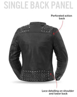 Black Widow - Women's Motorcycle Leather Jacket - First Manufacturing Company - Flyclothing LLC
