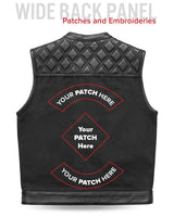 Hunt Club Motorcycle Leather Canvas Vest Black - First Manufacturing Company - Flyclothing LLC