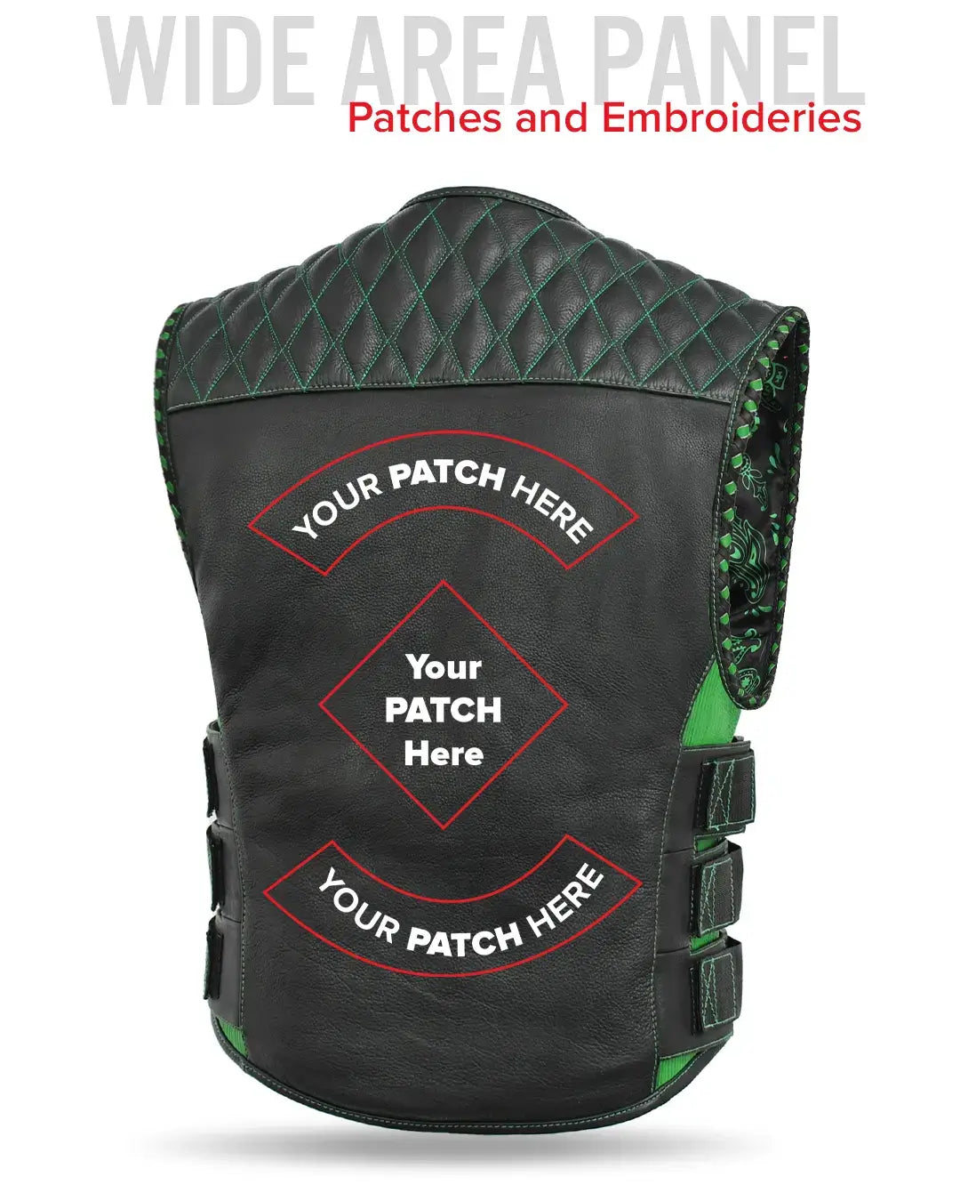Tactical Emerald Men’s Motorcycle Leather Vest - First Manufacturing Company - Flyclothing LLC