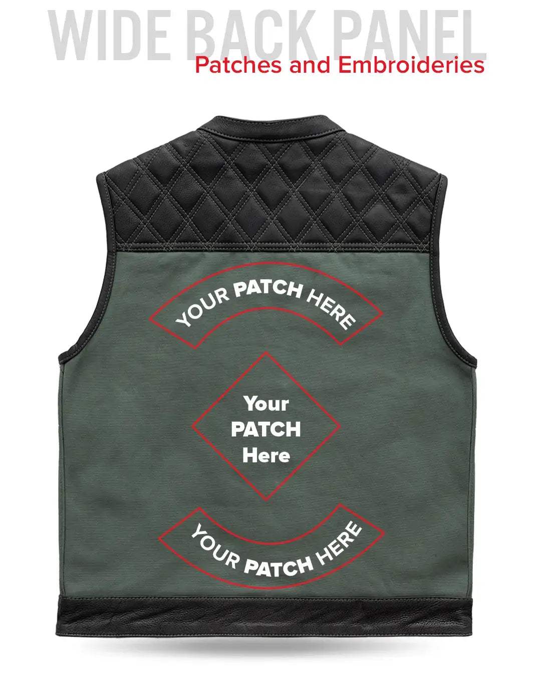 Hunt Club Motorcycle Leather Canvas Vest Green - First Manufacturing Company - Flyclothing LLC