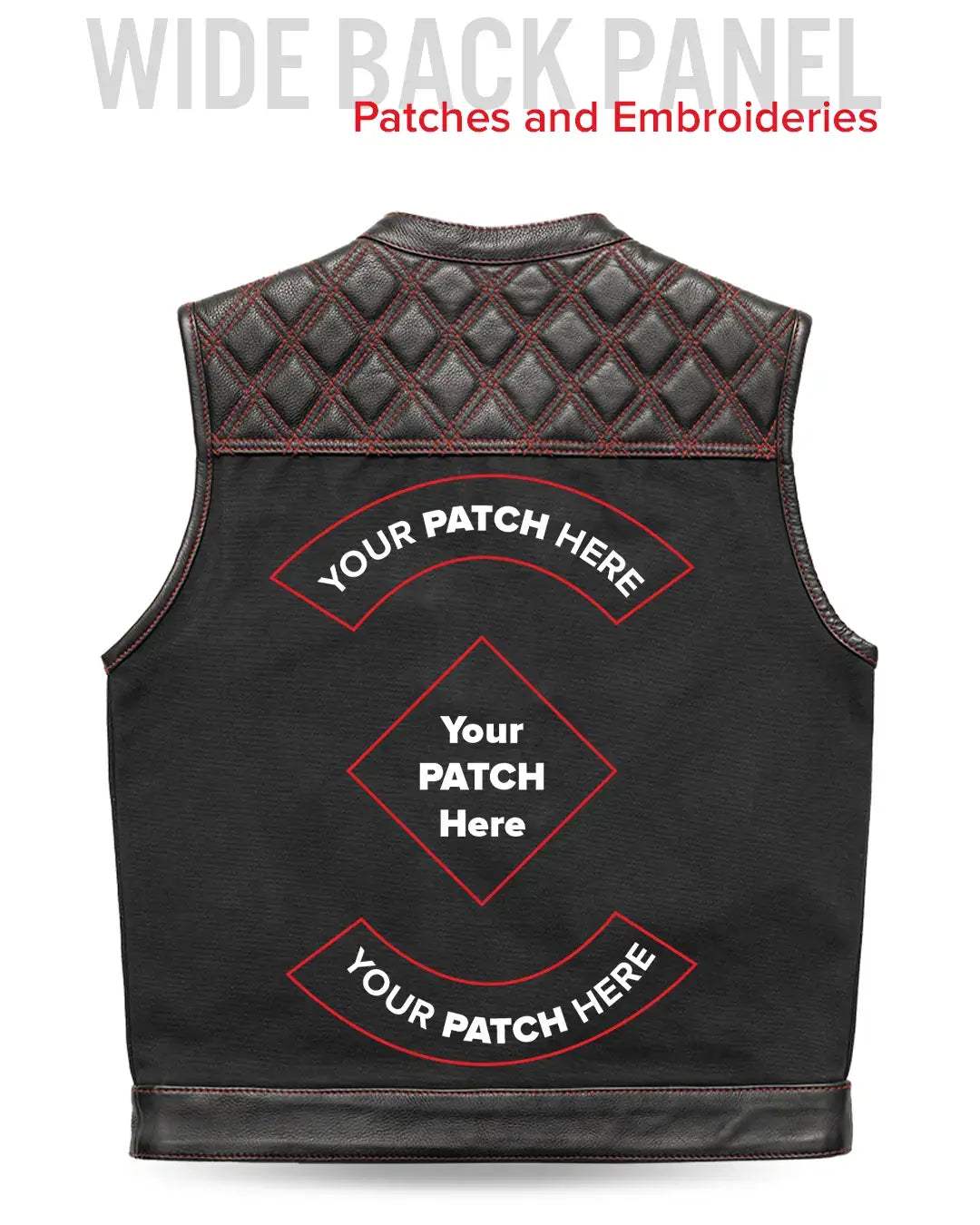 Hunt Club Motorcycle Leather Canvas Vest Black/Red - First Manufacturing Company - Flyclothing LLC