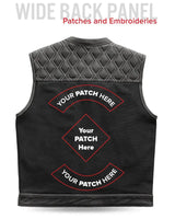 Hunt Club Motorcycle Leather Canvas Vest White Stitch - First Manufacturing Company - Flyclothing LLC