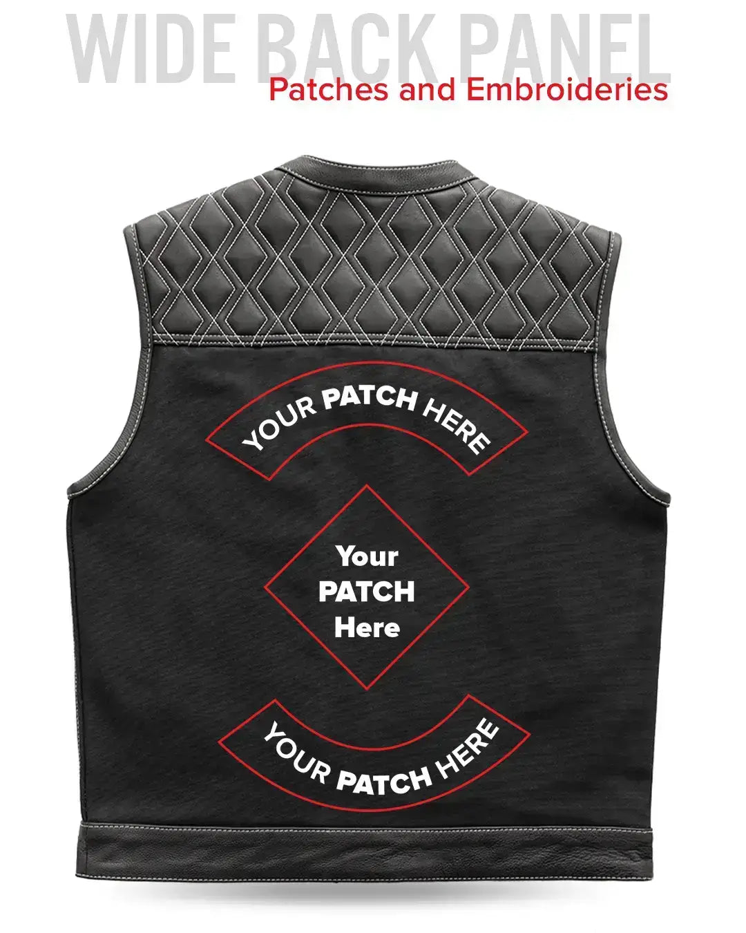 Hunt Club Motorcycle Leather Canvas Vest White Stitch - First Manufacturing Company - Flyclothing LLC