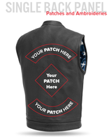 Born Free Men's Motorcycle Leather Vest - Black Stitch