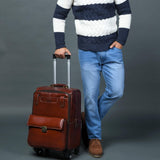 Leather Carry-On Trolly Bag - Classy Leather Bags - Flyclothing LLC
