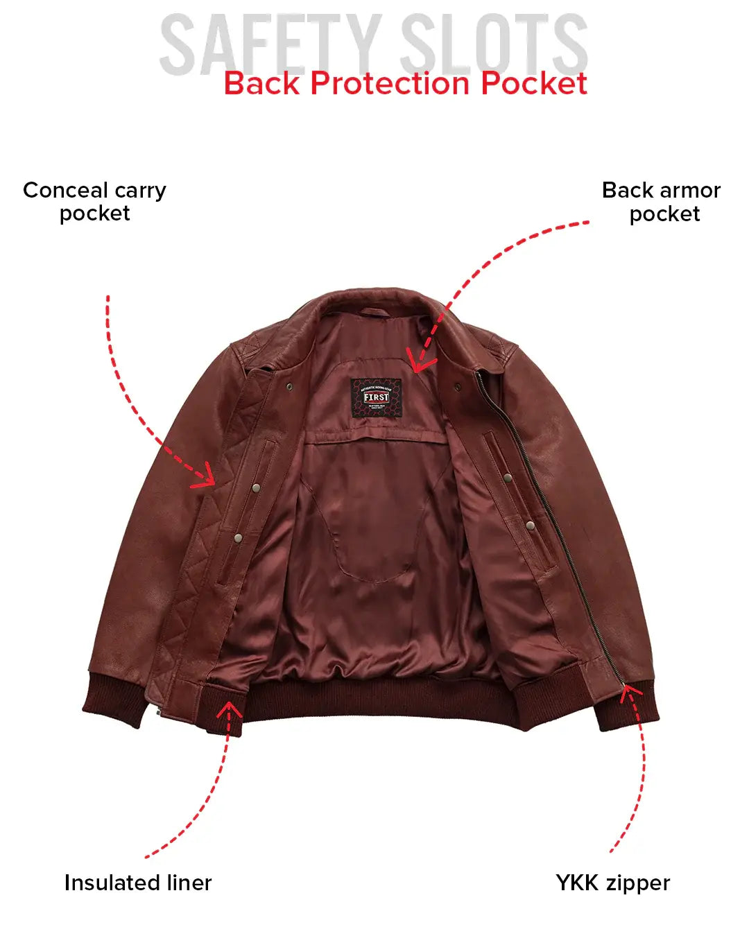 Moto Bomber - Men's Leather Jacket - First Manufacturing Company - Flyclothing LLC