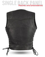 Raven Women's Motorcycle Leather Vest - First Manufacturing Company - Flyclothing LLC