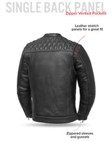 Cinder Men's Cafe Style Leather Jacket - First Manufacturing Company - Flyclothing LLC