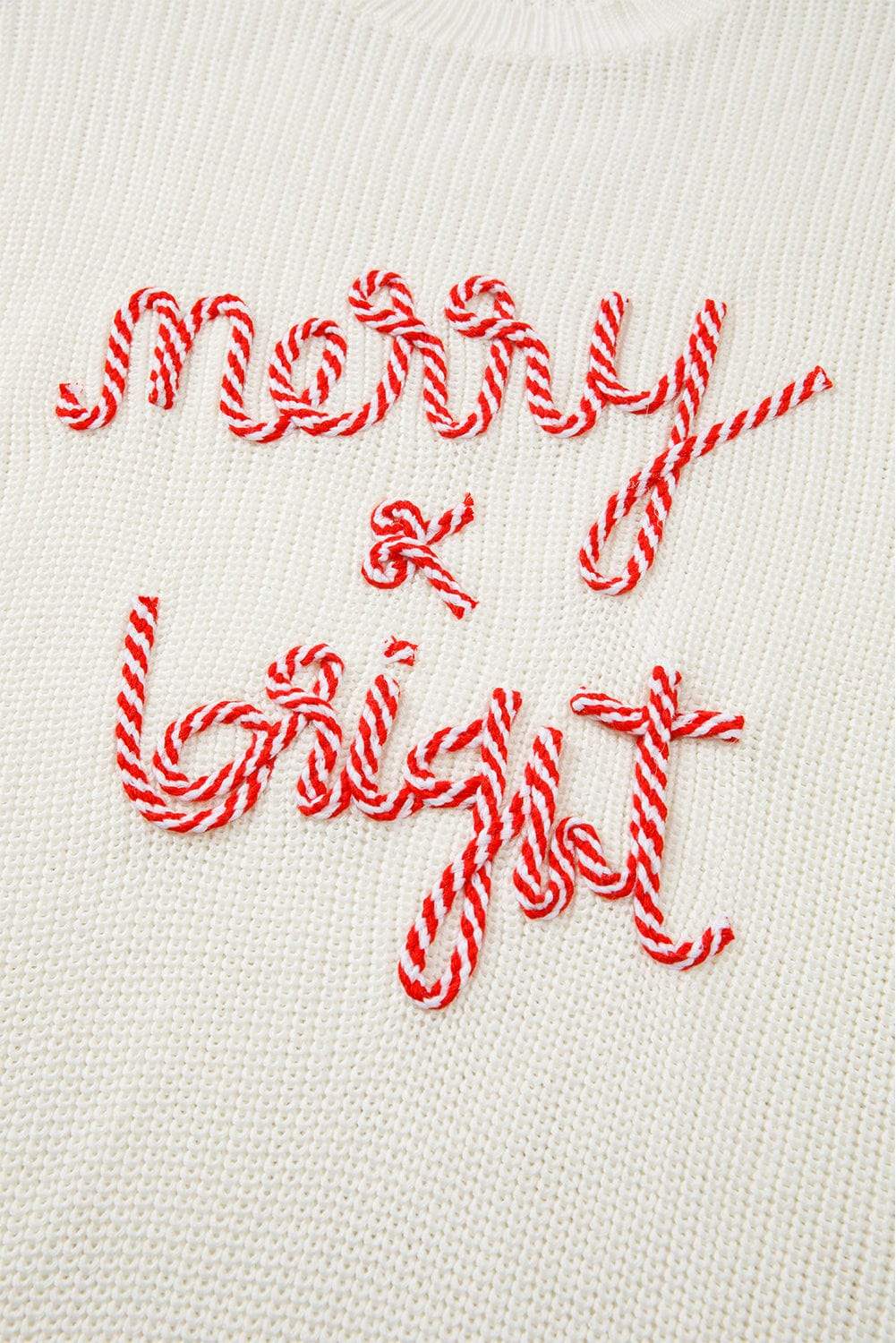 MERRY & BRIGHT Round Neck Sweater - Trendsi - Flyclothing LLC