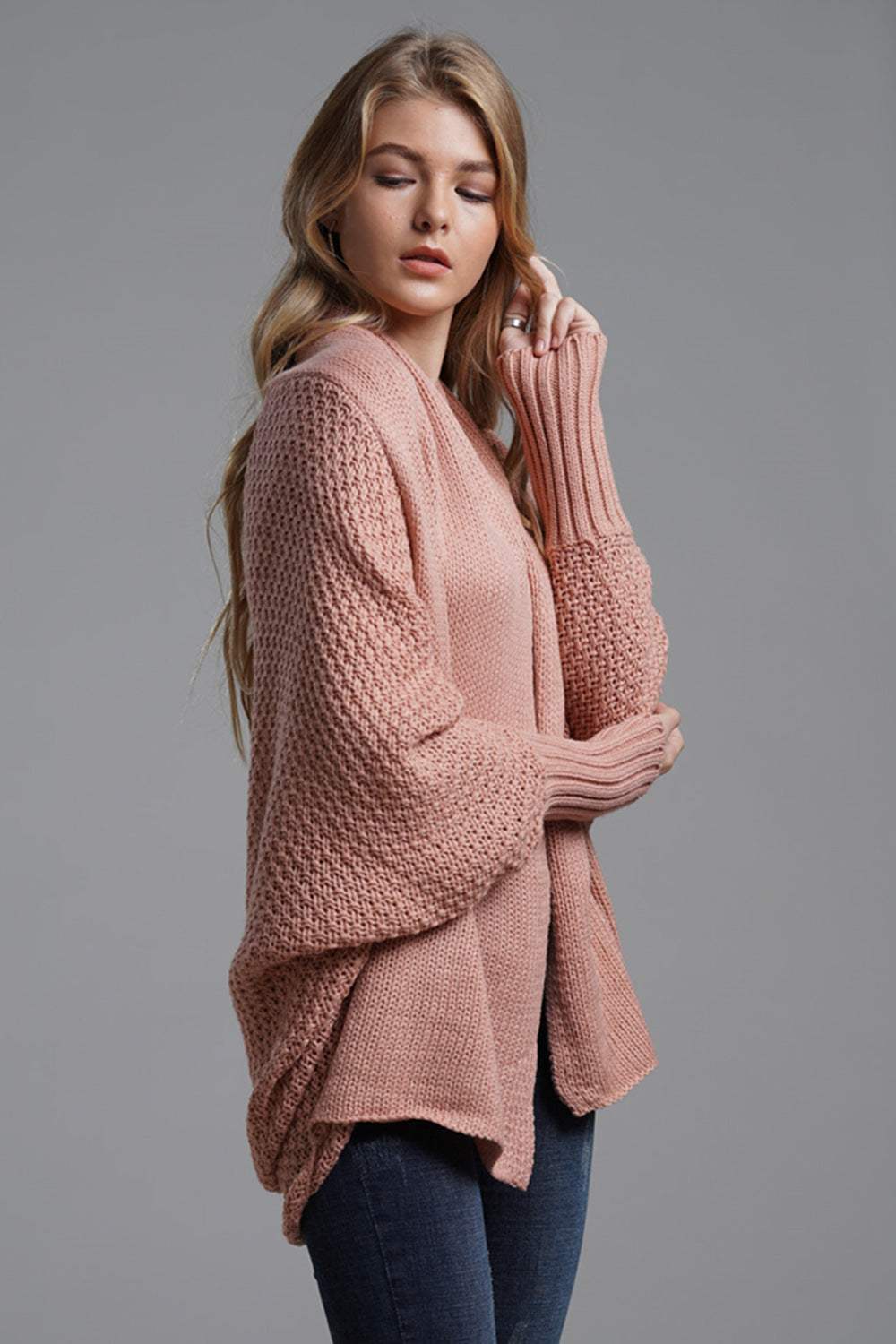 Open Front Batwing Sleeve Cardigan - Trendsi - Flyclothing LLC