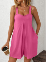 Mandy Sweetheart Neck Wide Strap Romper with Pockets - Trendsi - Flyclothing LLC