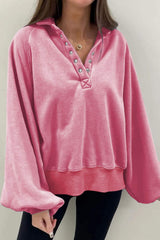 Half Snap Long Sleeve Sweatshirt - Trendsi - Flyclothing LLC