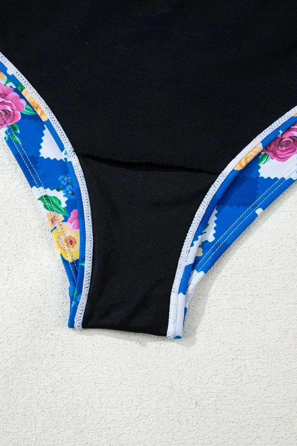 Floral Gingham Halter Neck Drawstring One Piece Swimwear - Trendsi - Flyclothing LLC