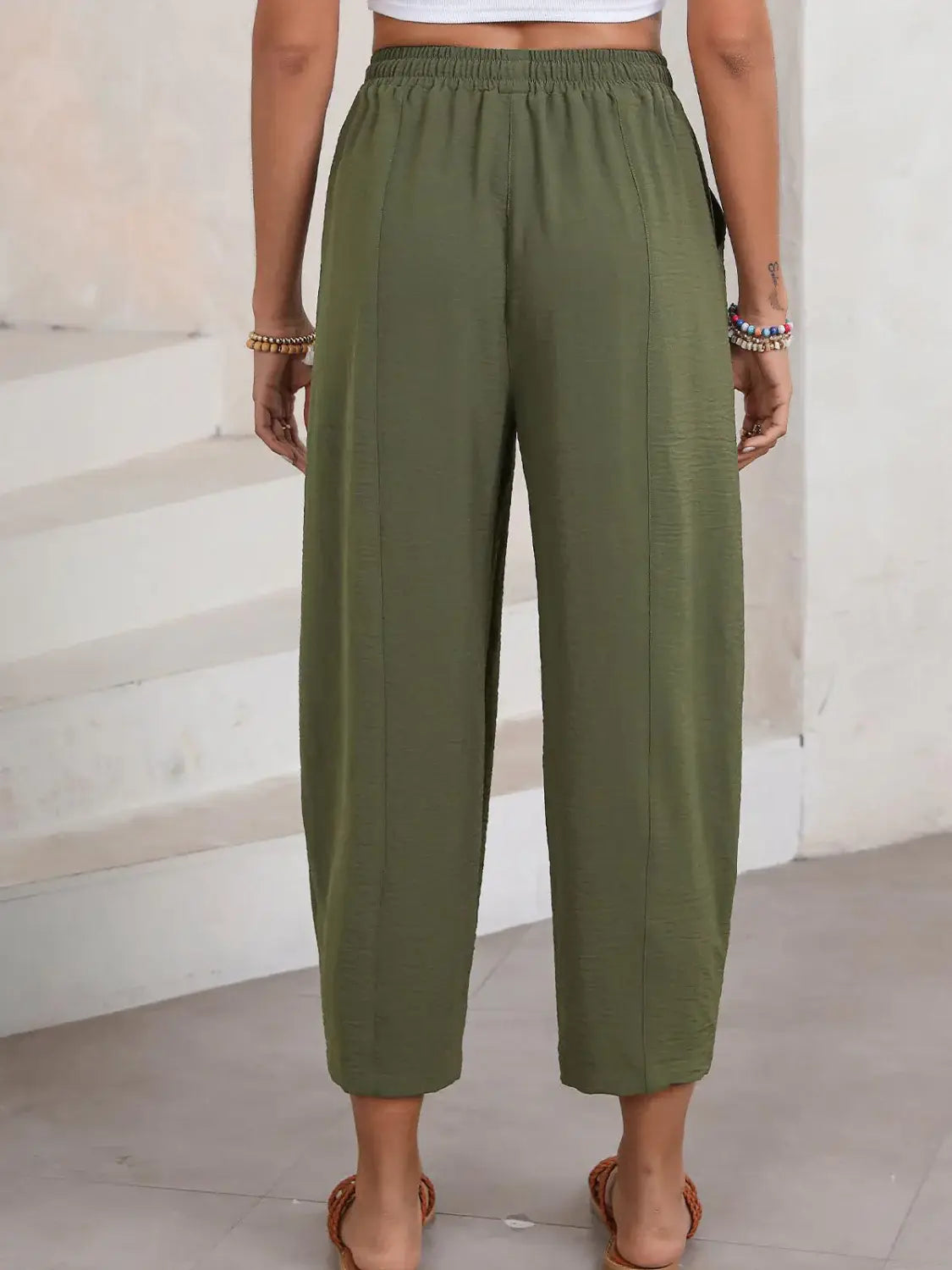 Full Size Drawtising Cropped Jogger Pants Plus Size - Trendsi - Flyclothing LLC