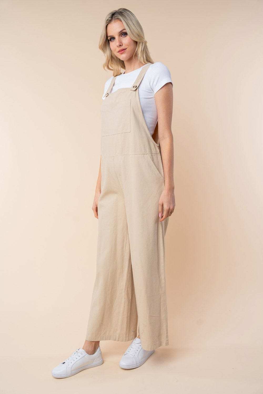 White Birch Sleeveless Wide Leg Jumpsuit - Trendsi - Flyclothing LLC