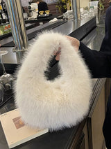 Fluffy Solid Color Handbag - Trendsi - Flyclothing LLC