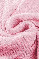 Waffle-Knit Collared Neck Long Sleeve Shirt - Trendsi - Flyclothing LLC