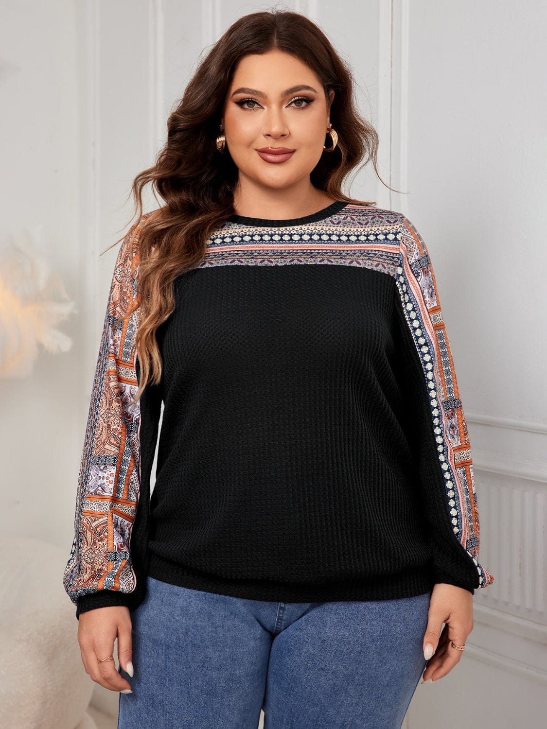 Plus Size Printed Long Sleeve Sweatshirt - Trendsi