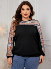 Plus Size Printed Long Sleeve Sweatshirt - Trendsi