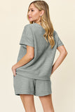 Double Take Full Size Texture Short Sleeve T-Shirt and Drawstring Shorts Set - Trendsi