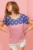 BiBi Star Rpinted with Stripe Combo Top - Trendsi - Flyclothing LLC