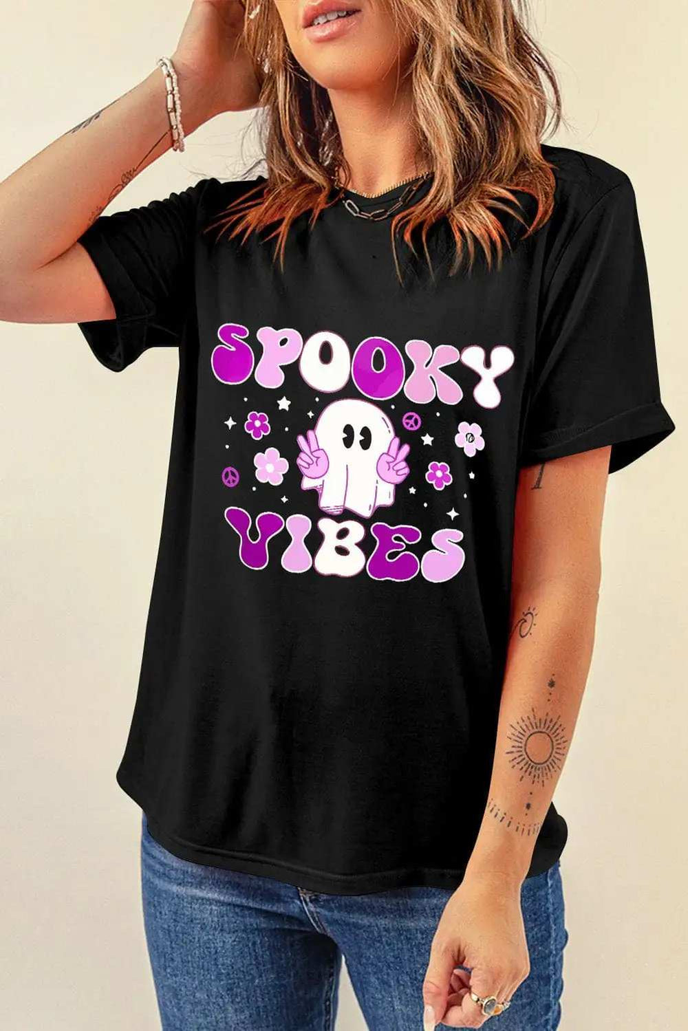 Graphic Round Neck Short Sleeve T-Shirt - Trendsi - Flyclothing LLC