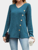 V-Neck Long Sleeve T-Shirt - Trendsi - Flyclothing LLC