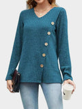 V-Neck Long Sleeve T-Shirt - Trendsi - Flyclothing LLC