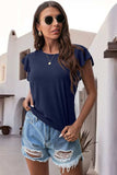 Ruffled Round Neck Cap Sleeve Blouse - Trendsi - Flyclothing LLC