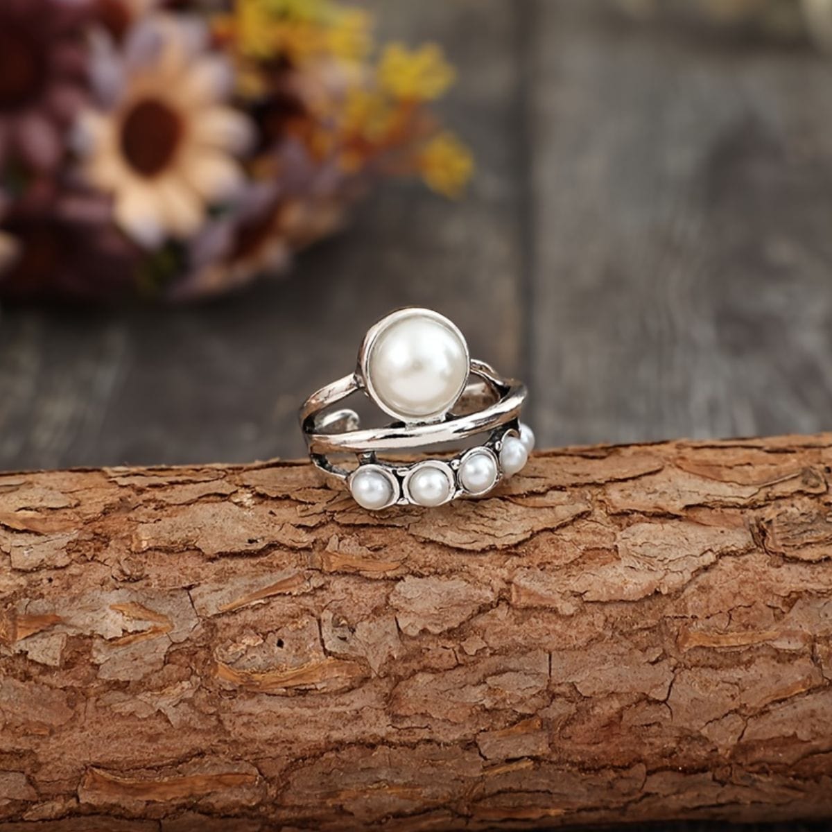 Alloy Three-Layered Open Ring - Trendsi