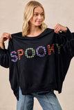 BiBi Spook Plaid Letter Print Oversized Sweatshirt - Trendsi - Flyclothing LLC