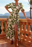 Split Surplice Half Sleeve Dress - Trendsi