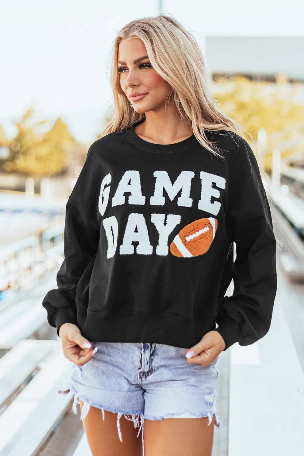 GAME DAY Round Neck Long Sleeve Sweatshirt - Trendsi - Flyclothing LLC