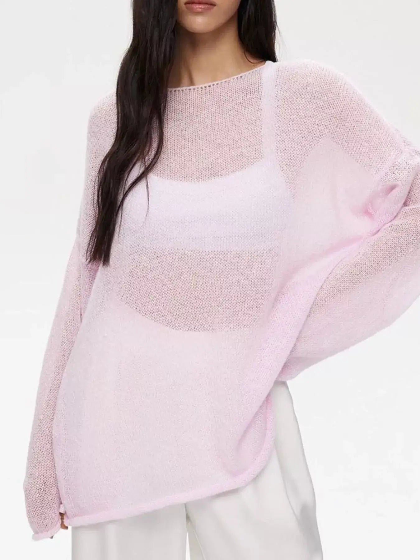 Boat Neck Dropped Shoulder Sweater - Trendsi - Flyclothing LLC