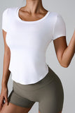 Cutout Round Neck Short Sleeve Active T-Shirt - Trendsi