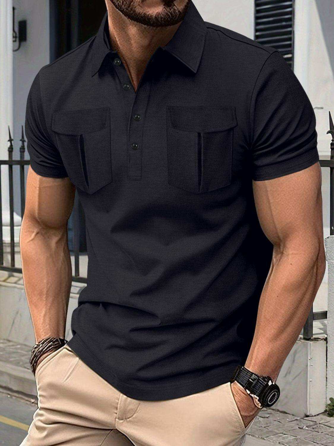 Men's Full Size Collared Short Sleeve Polo Plus Size - Trendsi - Flyclothing LLC