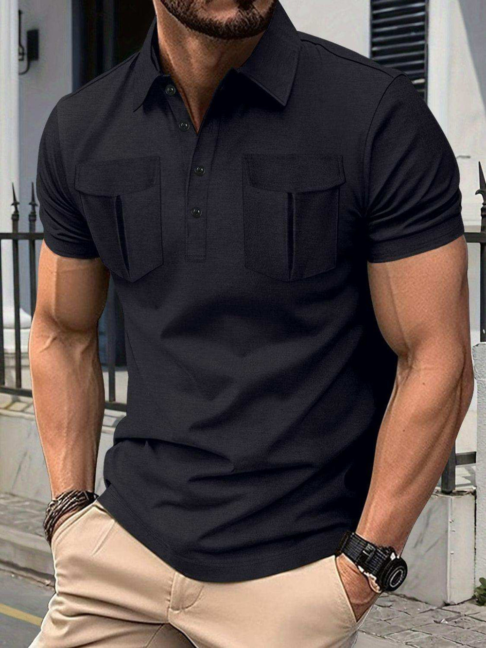 Men's Full Size Collared Short Sleeve Polo Plus Size - Trendsi - Flyclothing LLC