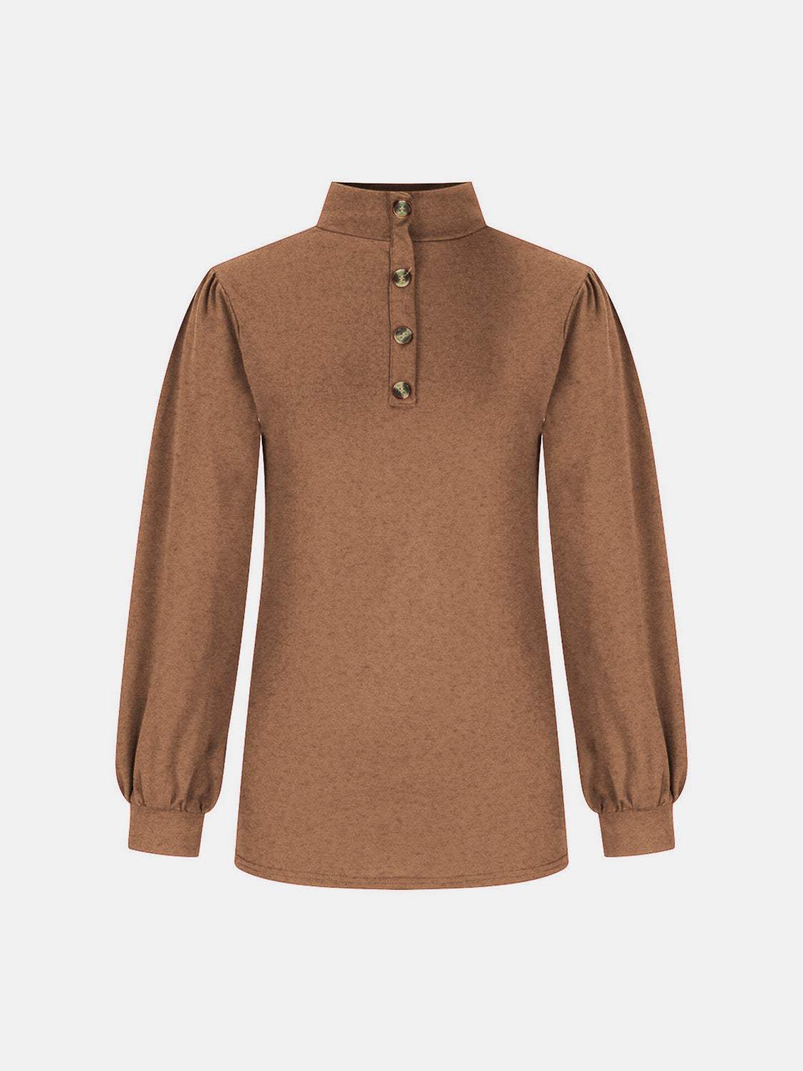 Full Size Mock Neck Long Sleeve T-Shirt - Trendsi - Flyclothing LLC