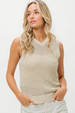BiBi Knitted Beaded Pearl V Neck Sleveless Top - Trendsi - Flyclothing LLC