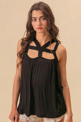BiBi Rayon Span Jersey Cut Out with Straps Detailed - Trendsi - Flyclothing LLC