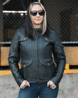 Outlander - Women's Motorcycle Leather Jacket - First Manufacturing Company - Flyclothing LLC
