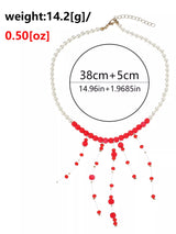 Pearl Beaded Dangle Necklace - Trendsi - Flyclothing LLC