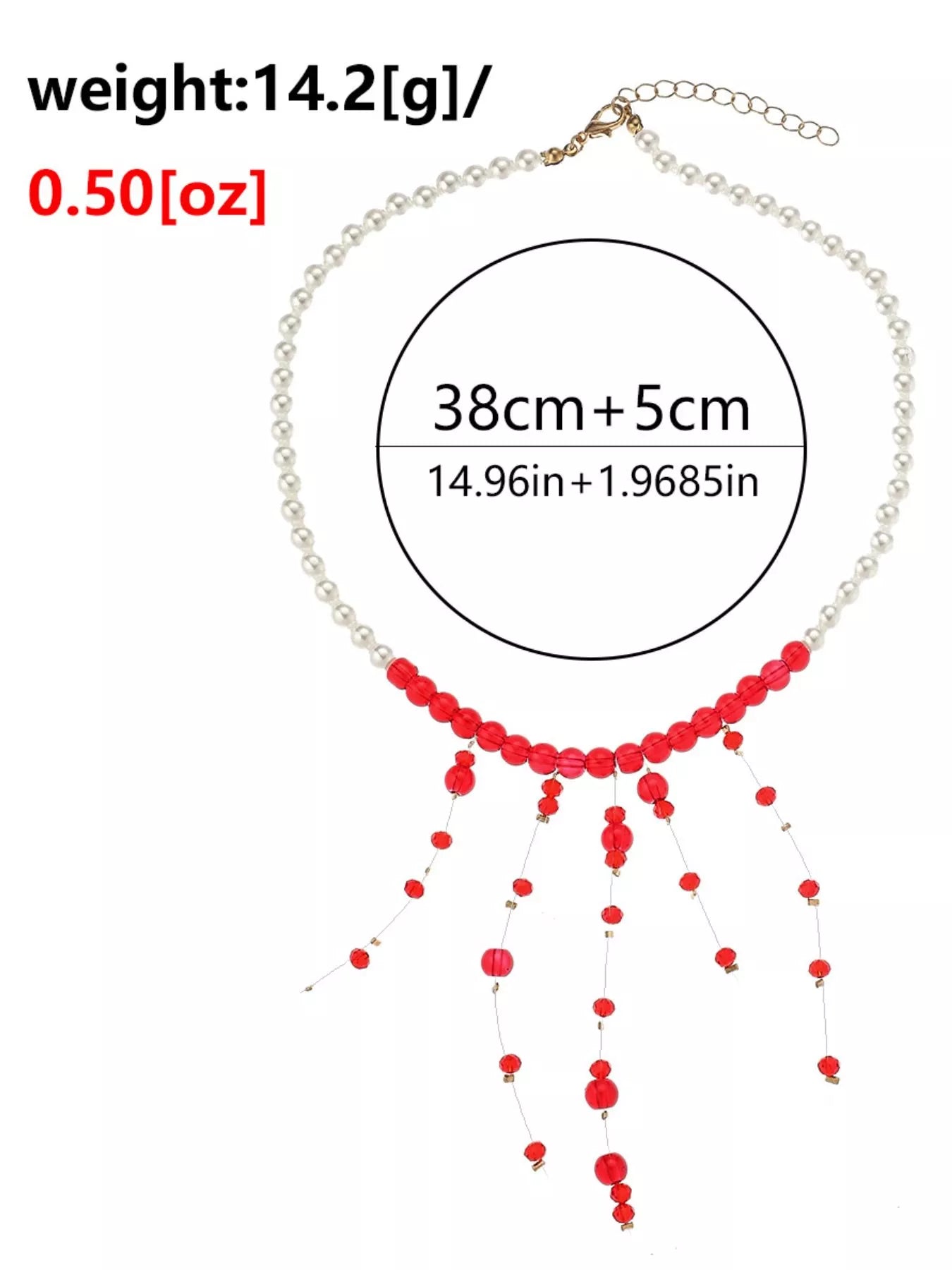 Pearl Beaded Dangle Necklace - Trendsi - Flyclothing LLC