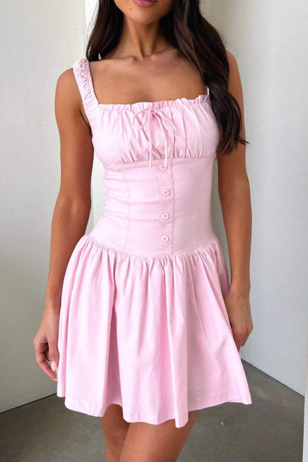 Decorative Button Square Neck Cami Dress - Trendsi - Flyclothing LLC