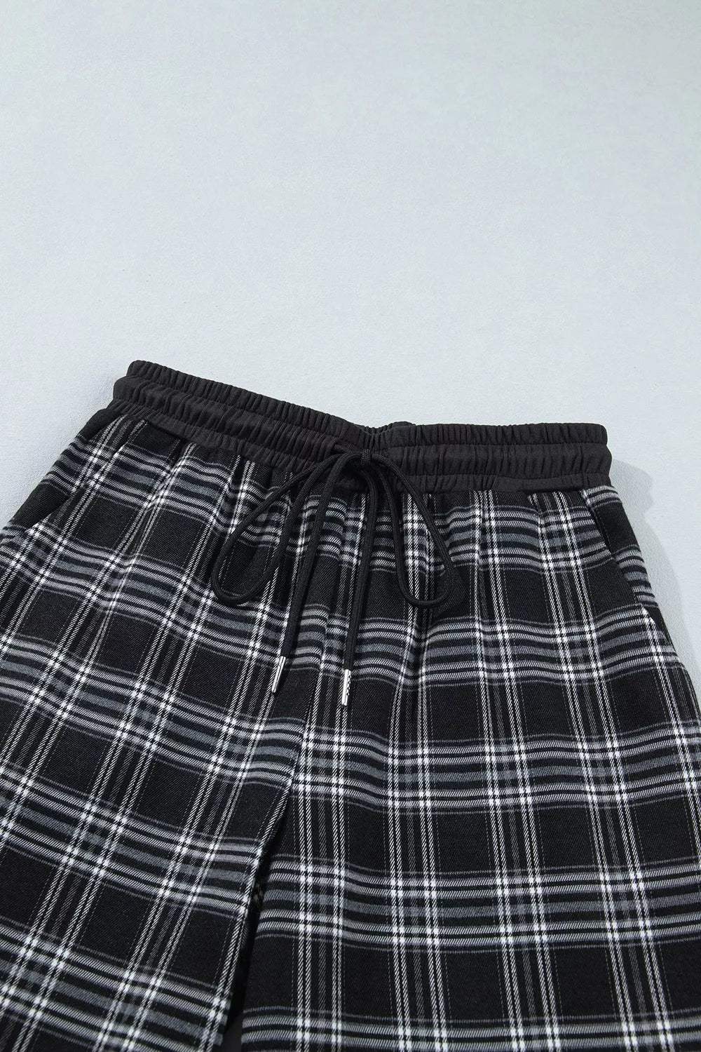 Plaid Wide-Leg Drawstring Pants - Trendsi - Flyclothing LLC