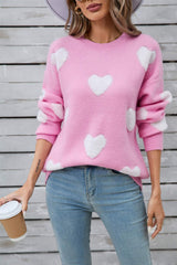 Angel Wings Heart Round Neck Long Sleeve Sweater - Trendsi - Flyclothing LLC