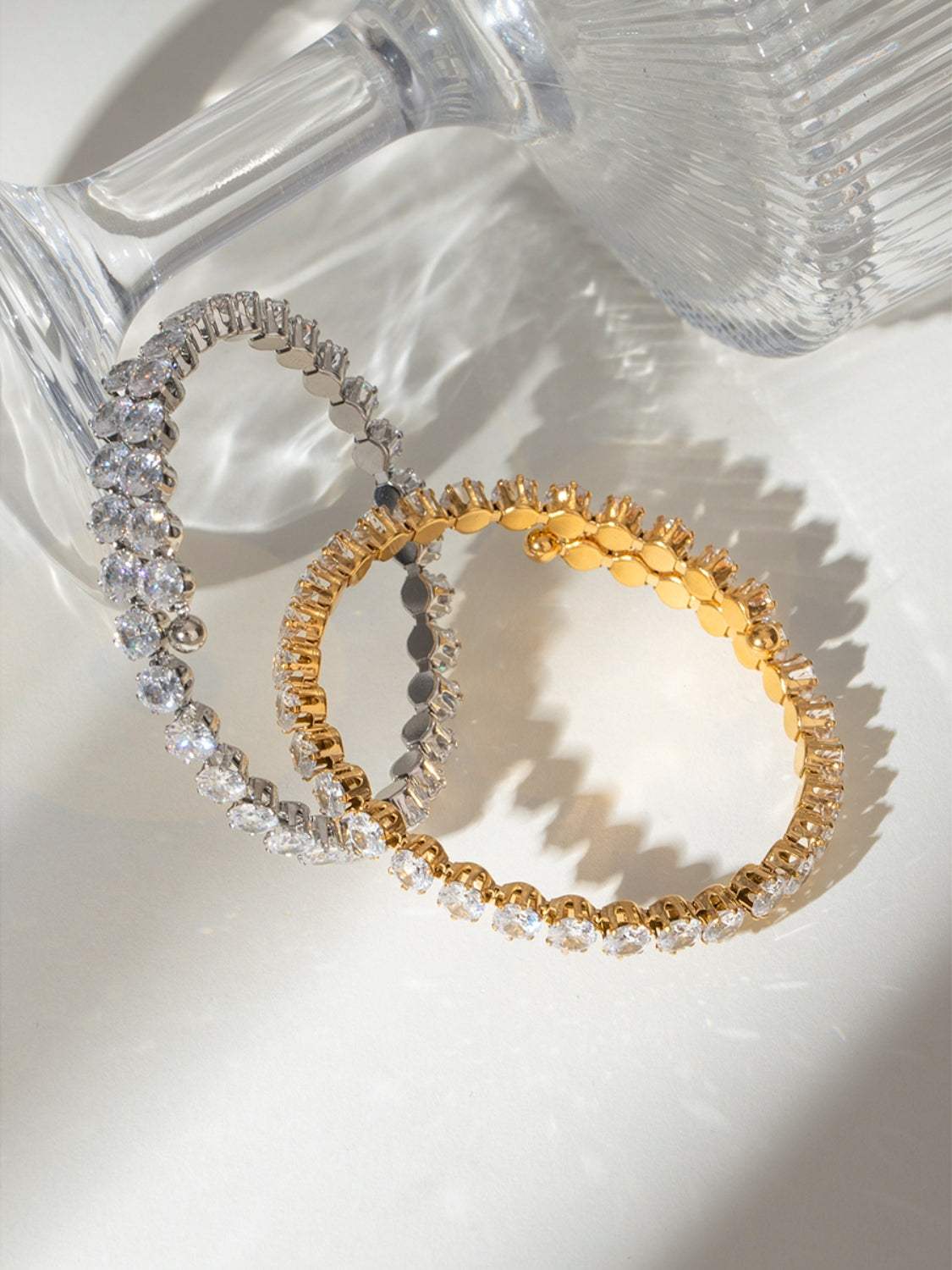 Stainless Steel Inlaid Zircon Bracelet - Trendsi - Flyclothing LLC