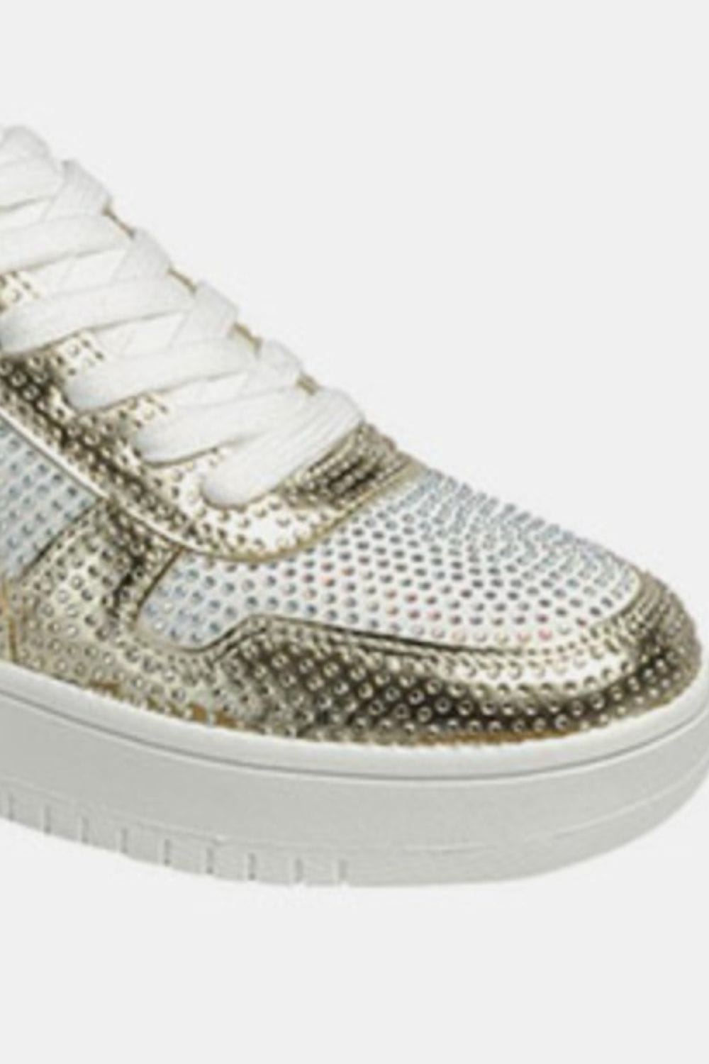 Forever Link Rhinestone Platform Flat Sneakers - Trendsi